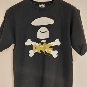 AAPE Black and White Skull Graphic Tee Lg